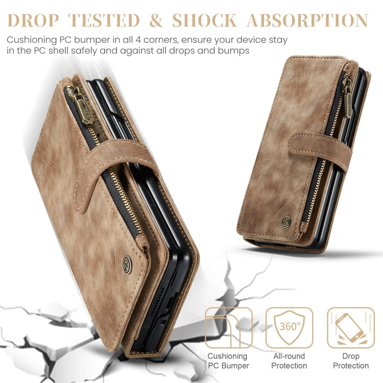 For Samsung Galaxy Z Fold5 CaseMe C30 Multifunctional Card Slots Zipper Phone Leather Phone Case(Brown) - free shipping - PMC Jewellery - Order now!