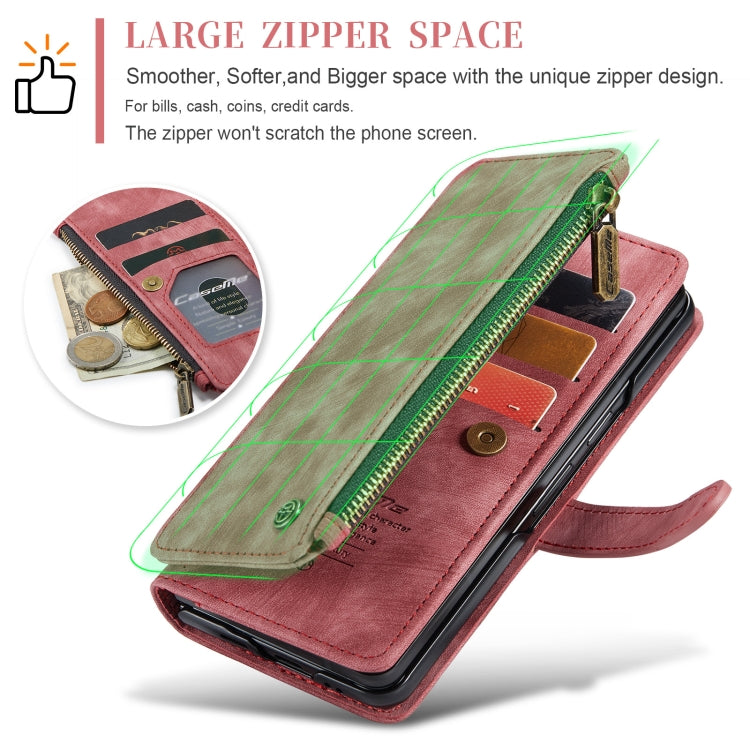For Samsung Galaxy Z Fold5 CaseMe C30 Multifunctional Card Slots Zipper Phone Leather Phone Case(Red) - Galaxy Z Fold5 Cases by CaseMe | Online Shopping South Africa | PMC Jewellery | Buy Now Pay Later Mobicred