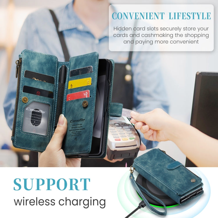 For Samsung Galaxy Z Fold5 CaseMe C30 Multifunctional Card Slots Zipper Phone Leather Phone Case(Blue) - free shipping - PMC Jewellery - Order now!