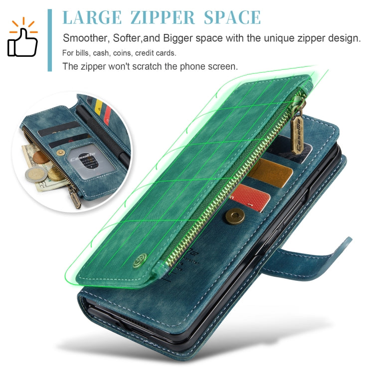 For Samsung Galaxy Z Fold5 CaseMe C30 Multifunctional Card Slots Zipper Phone Leather Phone Case(Blue) - free shipping - PMC Jewellery - Order now!