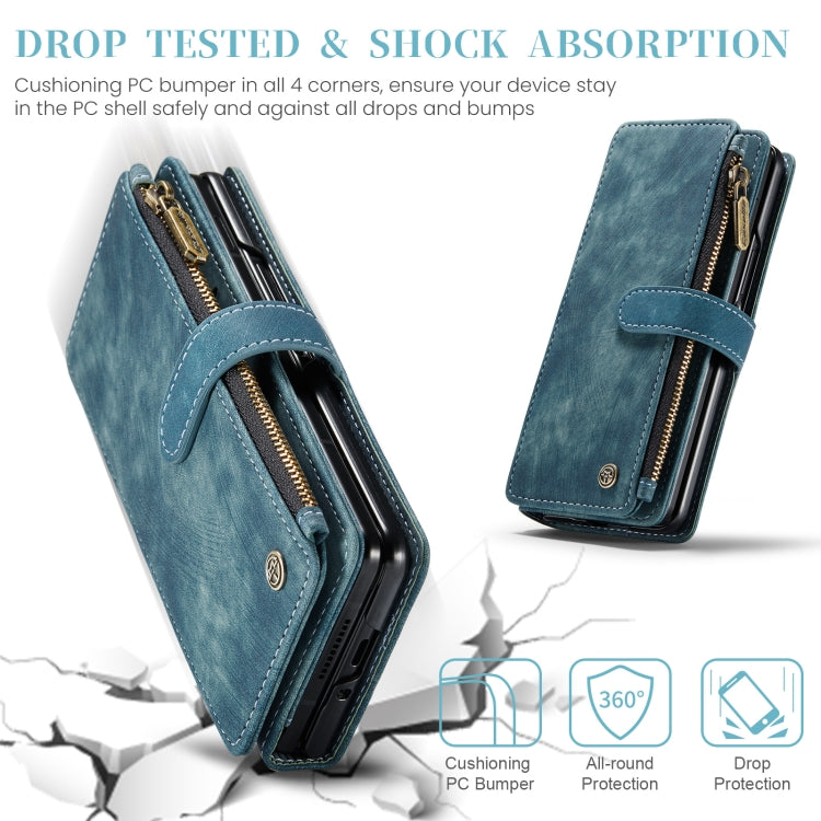 For Samsung Galaxy Z Fold5 CaseMe C30 Multifunctional Card Slots Zipper Phone Leather Phone Case(Blue) - free shipping - PMC Jewellery - Order now!