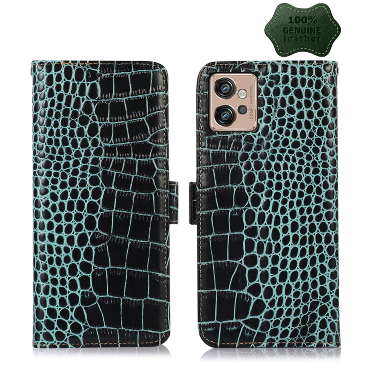 For Motorola Moto G32 Crocodile Top Layer Cowhide Leather Phone Case(Green) - Motorola Cases by PMC TechLife | Online Shopping South Africa | PMC TechLife | Buy Now Pay Later Mobicred