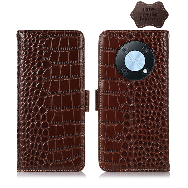 For Huawei Nova Y90/Enjoy 50 Pro Crocodile Top Layer Cowhide Leather Phone Case(Brown) - Huawei Cases by PMC TechLife | Online Shopping South Africa | PMC TechLife | Buy Now Pay Later Mobicred