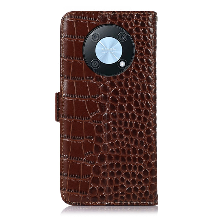 For Huawei Nova Y90/Enjoy 50 Pro Crocodile Top Layer Cowhide Leather Phone Case(Brown) - Huawei Cases by PMC TechLife | Online Shopping South Africa | PMC TechLife | Buy Now Pay Later Mobicred