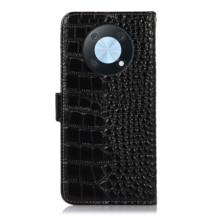 For Huawei Nova Y90/Enjoy 50 Pro Crocodile Top Layer Cowhide Leather Phone Case(Black) - Huawei Cases by PMC TechLife | Online Shopping South Africa | PMC TechLife | Buy Now Pay Later Mobicred
