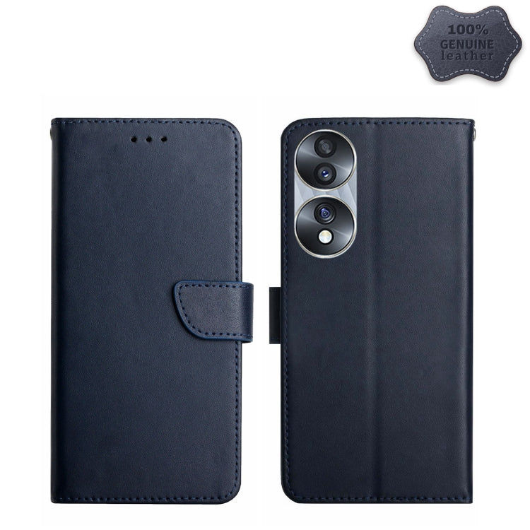For Honor 70 Genuine Leather Fingerprint-proof Horizontal Flip Phone Case(Blue) - Honor Cases by PMC TechLife | Online Shopping South Africa | PMC TechLife | Buy Now Pay Later Mobicred