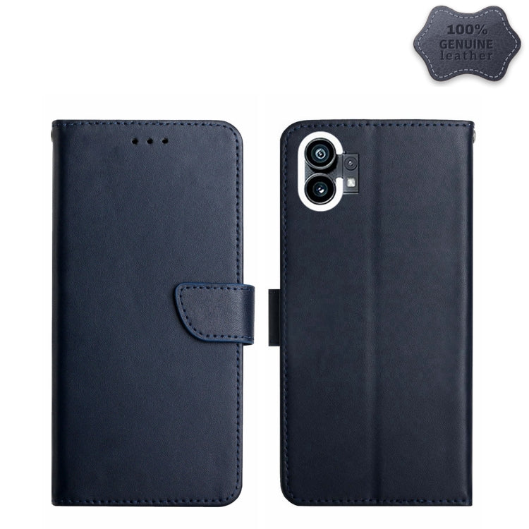 For Nothing Phone 1 Genuine Leather Fingerprint-proof Horizontal Flip Phone Case(Blue) - More Brand by PMC TechLife | Online Shopping South Africa | PMC TechLife | Buy Now Pay Later Mobicred