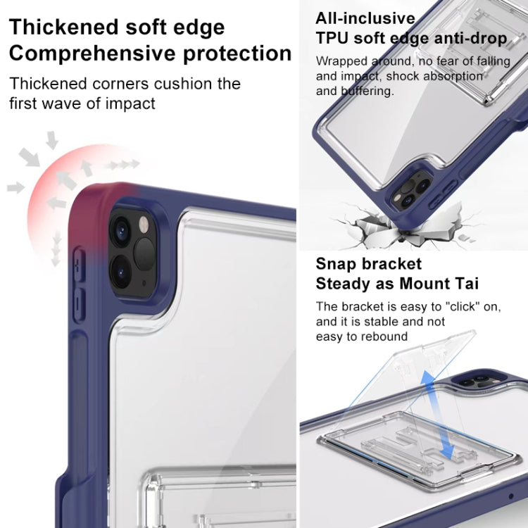 For iPad Pro 11 2022 / 2021 / 2020 / 2018 Mutural Transparent Holder Tablet Case(Blue) - free shipping - PMc TechLife - Order now!