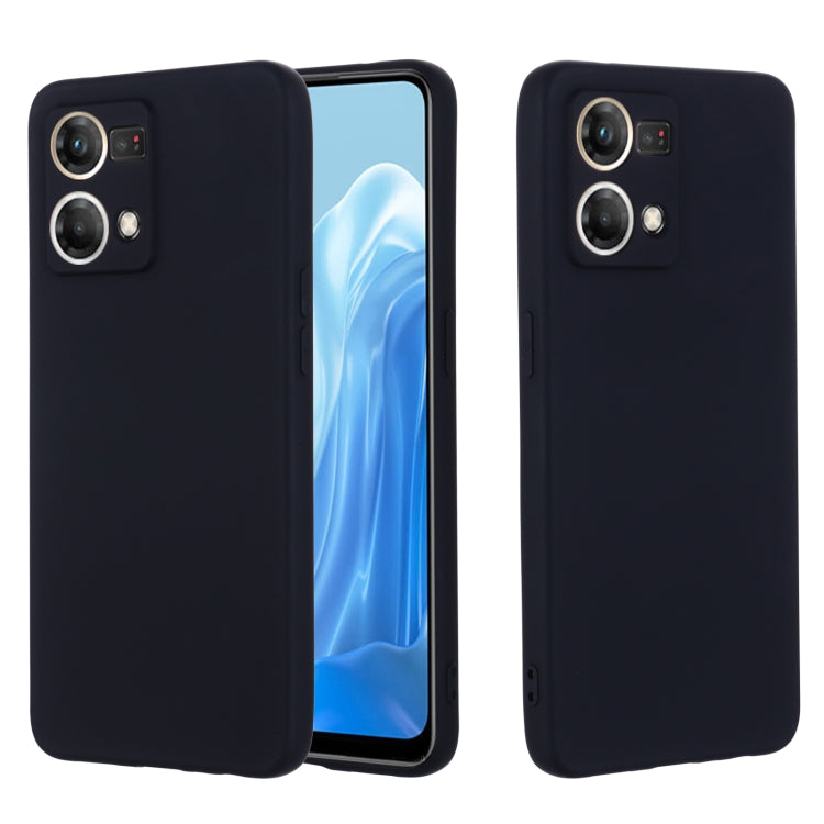 For OPPO Reno 7 4G Global/F21 Pro 4G Pure Color Liquid Silicone Shockproof Full Coverage Phone Case(Black) - OPPO Cases by PMC TechLife | Online Shopping South Africa | PMC TechLife | Buy Now Pay Later Mobicred