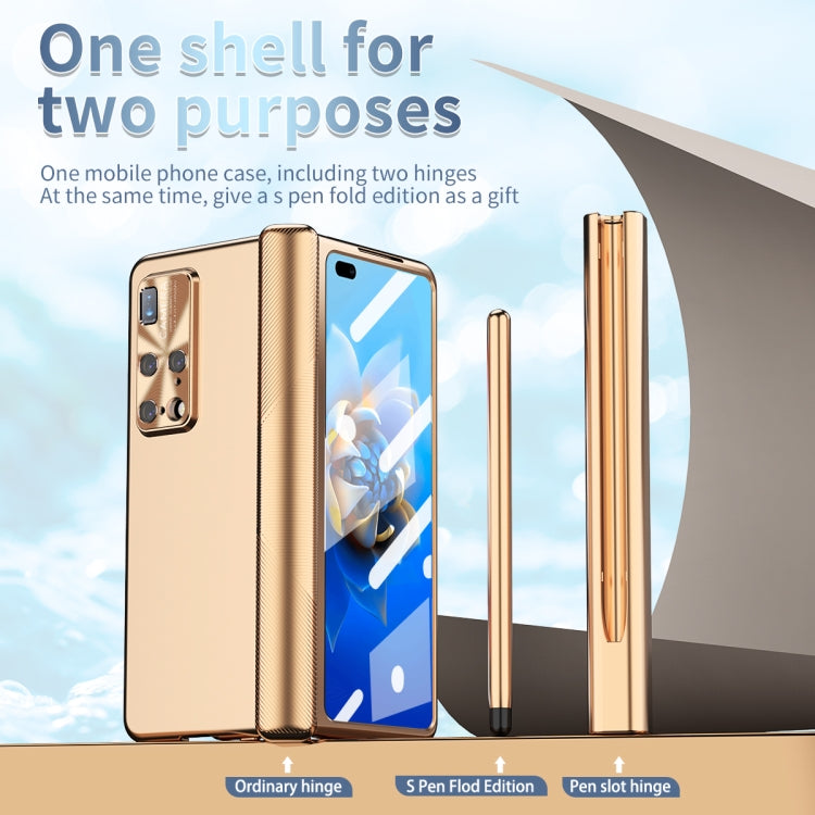 For Huawei Mate X2 Electroplating Hinged Folding Phone Case with S Pen Fold Edtion(Gold) - Huawei Cases by PMC TechLife | Online Shopping South Africa | PMC TechLife | Buy Now Pay Later Mobicred