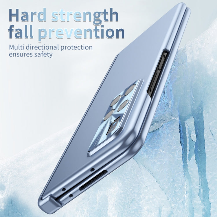 For Huawei Mate X2 Electroplating Hinged Folding Phone Case with S Pen Fold Edtion(Blue) - Huawei Cases by PMC TechLife | Online Shopping South Africa | PMC TechLife | Buy Now Pay Later Mobicred