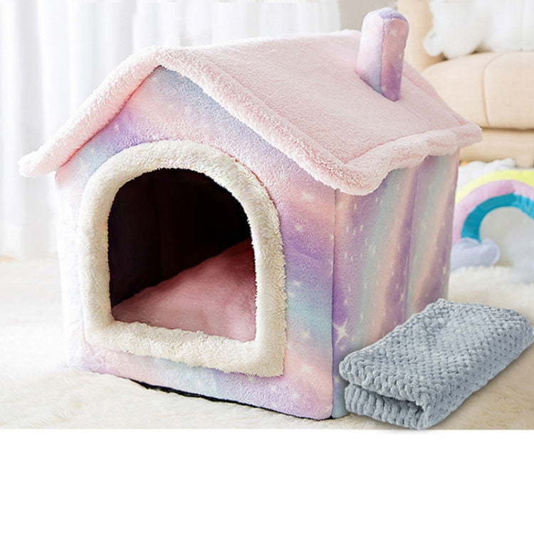 House Type Universal Removable and Washable Pet Dog Cat Bed Pet Supplies, Size:S(Pink Starry Sky + Blanket) - Beds by PMC TechLife | Online Shopping South Africa | PMC TechLife | Buy Now Pay Later Mobicred