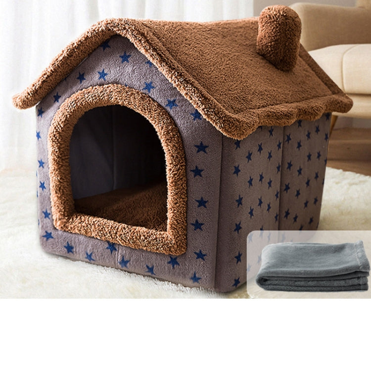 House Type Universal Removable and Washable Pet Dog Cat Bed Pet Supplies, Size:M(Coffee Hut + Blanket) - Beds by PMC TechLife | Online Shopping South Africa | PMC TechLife | Buy Now Pay Later Mobicred