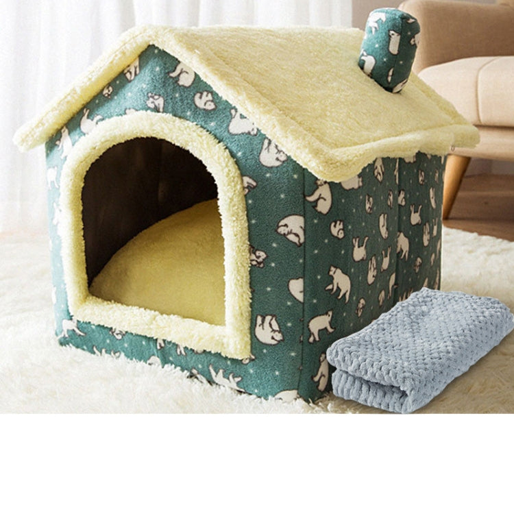 House Type Universal Removable and Washable Pet Dog Cat Bed Pet Supplies, Size:M(Green Bear House + Blanket) - Pet Houses & Accessories by PMC TechLife | Online Shopping South Africa | PMC TechLife | Buy Now Pay Later Mobicred