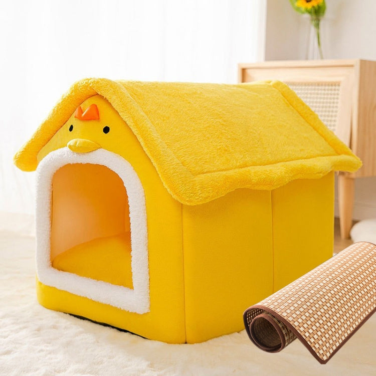 House Type Universal Removable and Washable Pet Dog Cat Bed Pet Supplies, Size:M(Yellow Chick + Mat) - Beds by PMC TechLife | Online Shopping South Africa | PMC TechLife | Buy Now Pay Later Mobicred