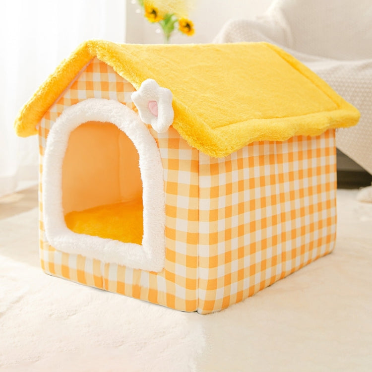House Type Universal Removable and Washable Pet Dog Cat Bed Pet Supplies, Size:L(Yellow Flower) - Beds by PMC TechLife | Online Shopping South Africa | PMC TechLife | Buy Now Pay Later Mobicred