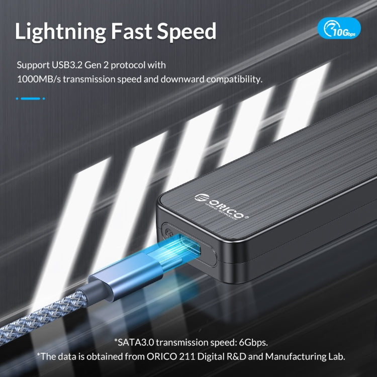 ORICO HM2C3-BK USB3.1 Gen1 Type-C 6Gbps M.2 SATA SSD Enclosure(Black) - free shipping - PMC Jewellery - Order now!