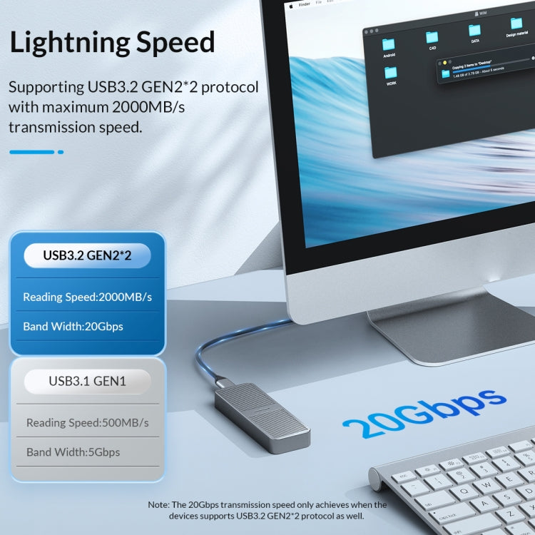 ORICO M221C3-RG M.2 NGFF 6Gbps SSD Enclosure(Gold) - free shipping - PMC Jewellery - Order now!