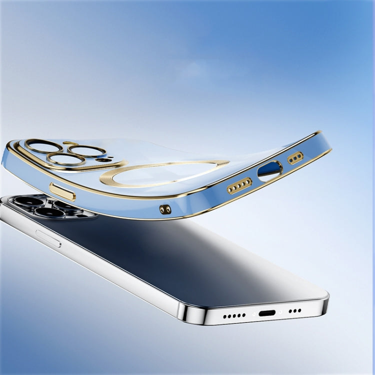 For iPhone 14 Pro Max 6D Gold Plated Magsafe Magnetic Phone Case (Sierra Blue) - iPhone 14 Pro Max Cases by PMC TechLife | Online Shopping South Africa | PMC TechLife