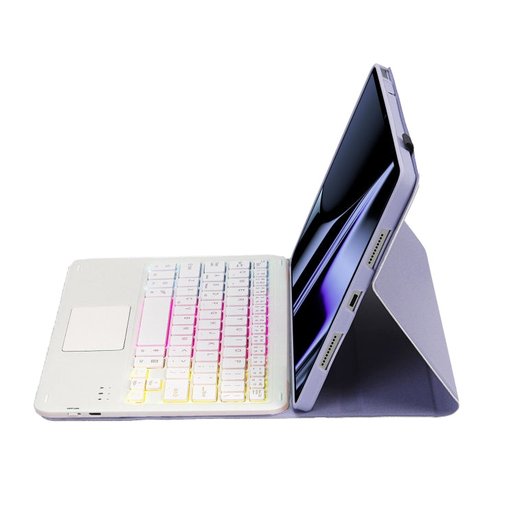 OP11-AS Lambskin Texture Ultra-thin Bluetooth Keyboard Leather Case with Touchpad & Backlight For OPPO Pad 11 inch(Purple) - free shipping - PMC TechLife - Order now!