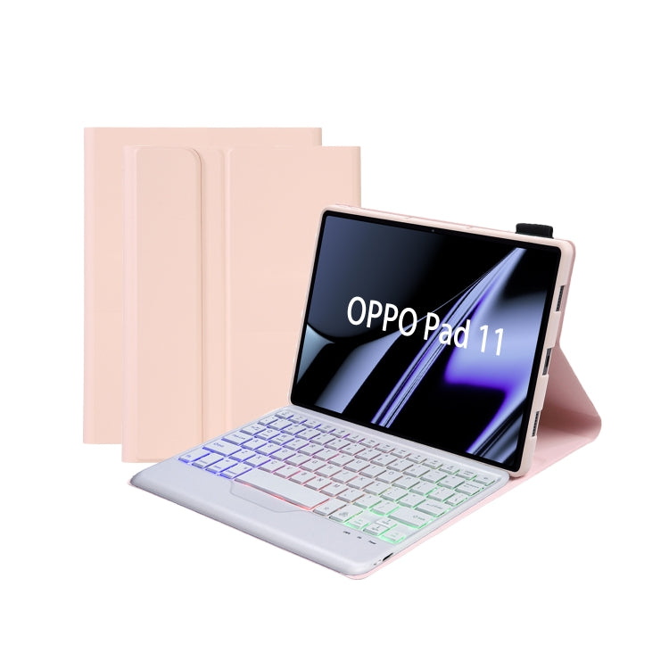 OP11-BS Lambskin Texture Ultra-thin Bluetooth Keyboard Leather Case with Backlight For OPPO Pad 11 inch(Pink) - Others Keyboard by PMC TechLife | Online Shopping South Africa | PMC TechLife | Buy Now Pay Later Mobicred