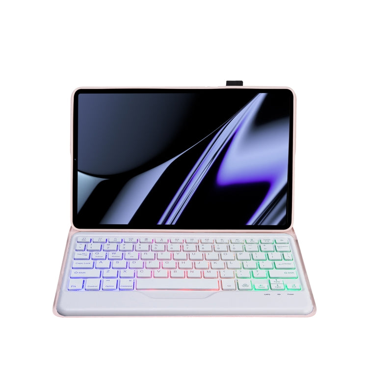 OP11-BS Lambskin Texture Ultra-thin Bluetooth Keyboard Leather Case with Backlight For OPPO Pad 11 inch(Pink) - Others Keyboard by PMC TechLife | Online Shopping South Africa | PMC TechLife | Buy Now Pay Later Mobicred