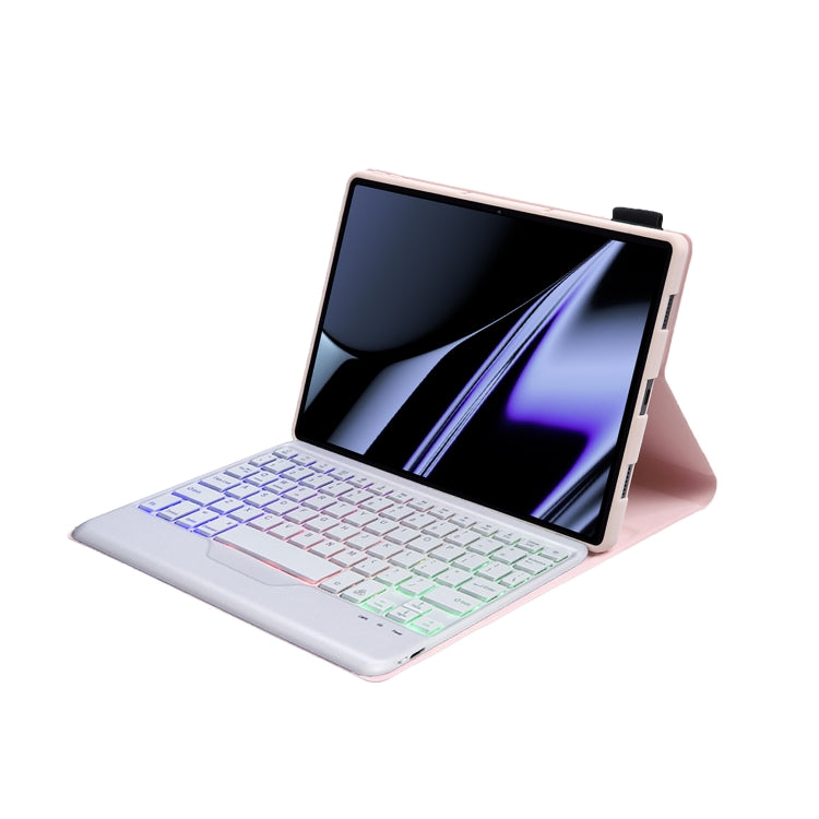 OP11-BS Lambskin Texture Ultra-thin Bluetooth Keyboard Leather Case with Backlight For OPPO Pad 11 inch(Pink) - Others Keyboard by PMC TechLife | Online Shopping South Africa | PMC TechLife | Buy Now Pay Later Mobicred