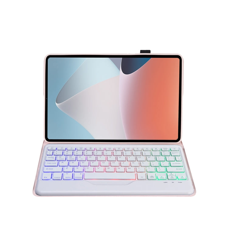 OP12-BS Lambskin Texture Ultra-thin Bluetooth Keyboard Leather Case with Backlight For OPPO Pad Air 10.4 inch(Pink) - Others Keyboard by PMC TechLife | Online Shopping South Africa | PMC TechLife