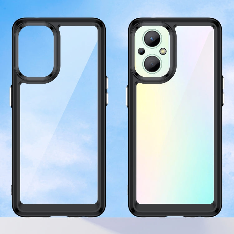 For OPPO Reno 7 Lite Colorful Series Acrylic + TPU Phone Case(Black) - OPPO Cases by PMC TechLife | Online Shopping South Africa | PMC TechLife | Buy Now Pay Later Mobicred