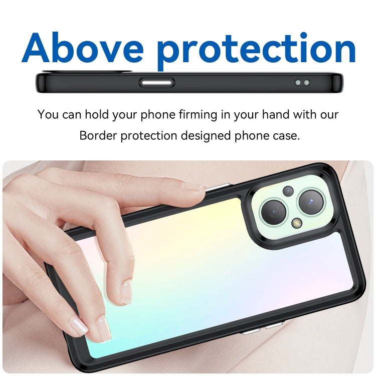 For OPPO Reno 7 Lite Colorful Series Acrylic + TPU Phone Case(Black) - OPPO Cases by PMC TechLife | Online Shopping South Africa | PMC TechLife | Buy Now Pay Later Mobicred