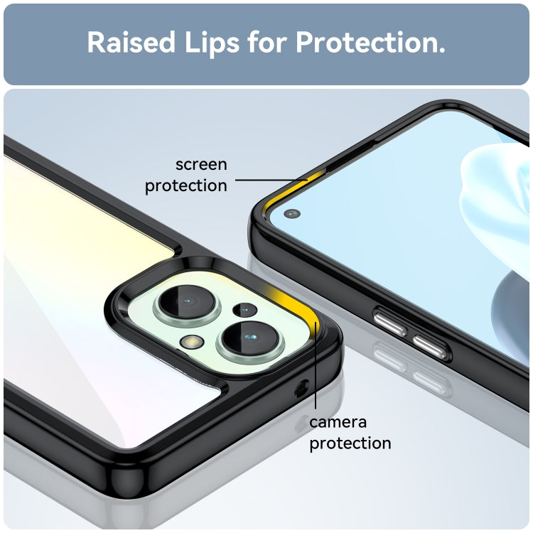 For OPPO Reno 7 Lite Colorful Series Acrylic + TPU Phone Case(Black) - OPPO Cases by PMC TechLife | Online Shopping South Africa | PMC TechLife | Buy Now Pay Later Mobicred