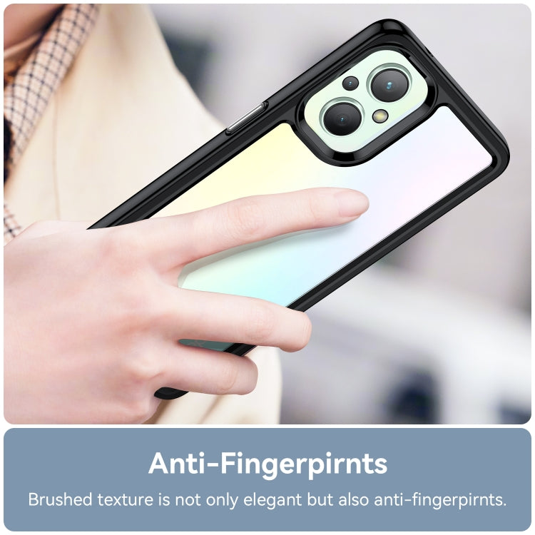 For OPPO Reno 7 Lite Colorful Series Acrylic + TPU Phone Case(Black) - OPPO Cases by PMC TechLife | Online Shopping South Africa | PMC TechLife | Buy Now Pay Later Mobicred