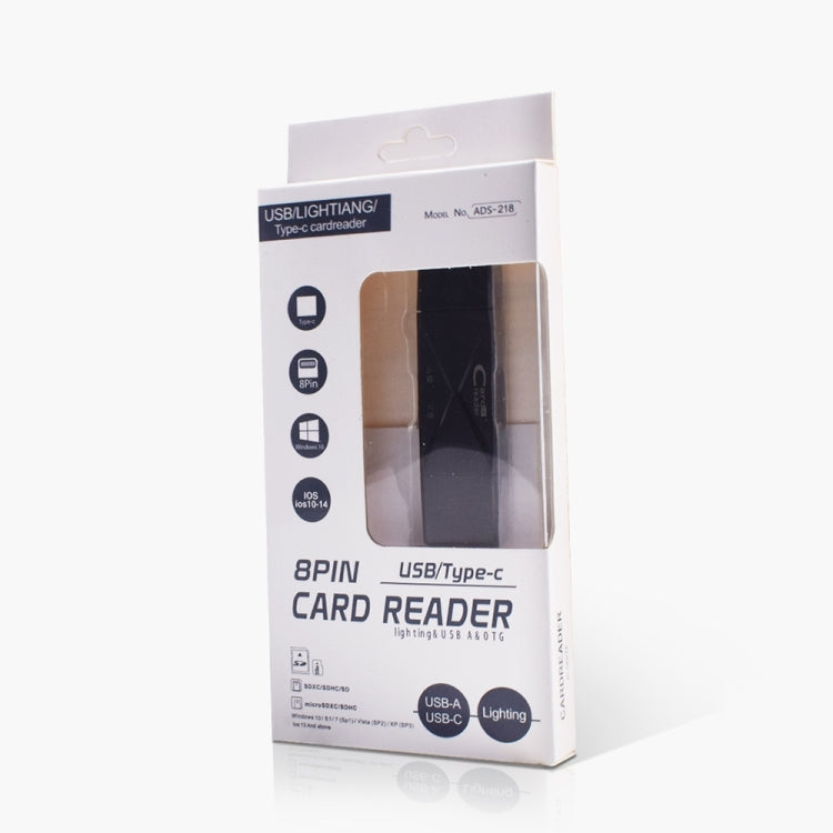 ADS-218 8 Pin+USB+Type-C Multi-function Card Reader(Black) - free shipping - PMC Jewellery - Order now!