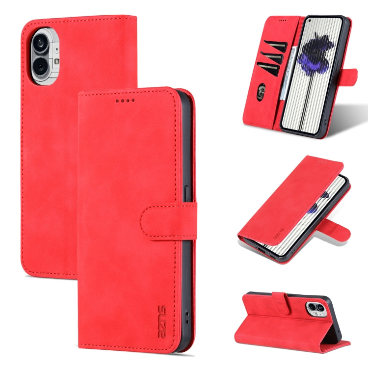 For Nothing Phone 1 AZNS Skin Feel Calf Texture Flip Leather Phone Case (Red) - Nothing Cases by AZNS | Online Shopping South Africa | PMC Jewellery | Buy Now Pay Later Mobicred