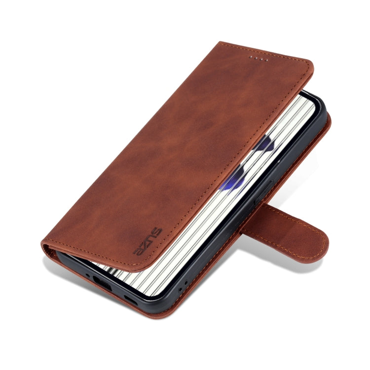 For Nothing Phone 1 AZNS Skin Feel Calf Texture Flip Leather Phone Case (Brown) - Nothing Cases by AZNS | Online Shopping South Africa | PMC Jewellery | Buy Now Pay Later Mobicred