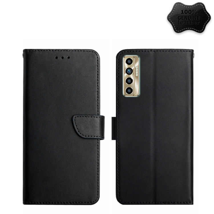 For Tecno Camon 17P Genuine Leather Fingerprint-proof Horizontal Flip Phone Case(Black) - Tecno Cases by PMC TechLife | Online Shopping South Africa | PMC TechLife | Buy Now Pay Later Mobicred