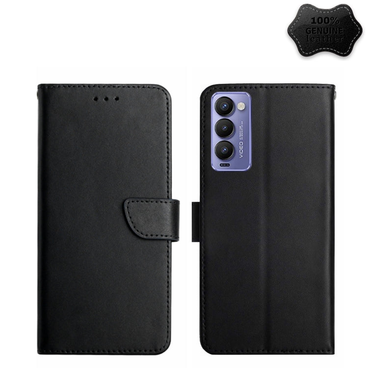 For Tecno Camon 18P Genuine Leather Fingerprint-proof Horizontal Flip Phone Case(Black) - Tecno Cases by PMC TechLife | Online Shopping South Africa | PMC TechLife | Buy Now Pay Later Mobicred