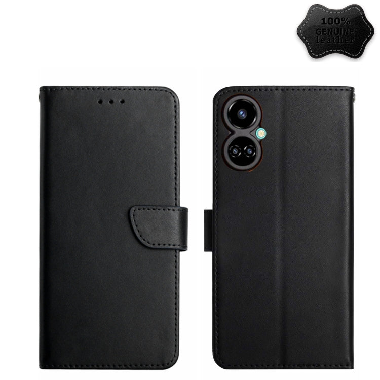 For Tecno Camon 19 4G Genuine Leather Fingerprint-proof Horizontal Flip Phone Case(Black) - Tecno Cases by PMC TechLife | Online Shopping South Africa | PMC TechLife | Buy Now Pay Later Mobicred
