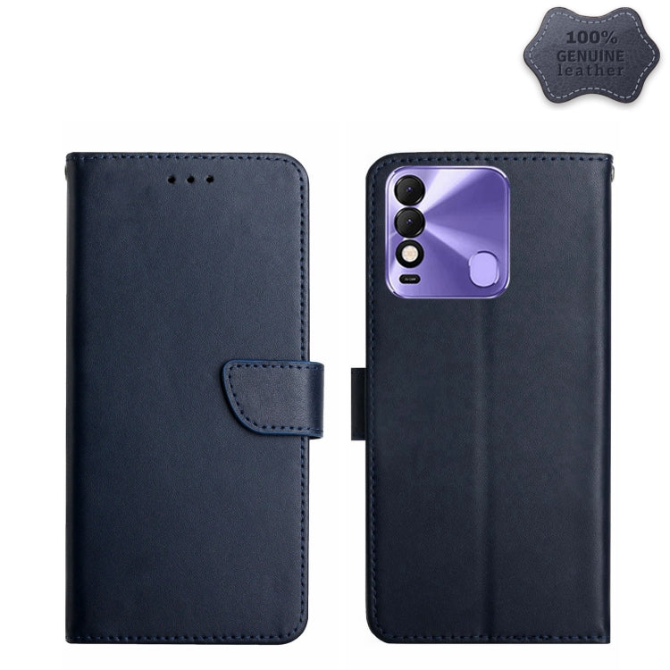 For Tecno Spark 8 Genuine Leather Fingerprint-proof Horizontal Flip Phone Case(Blue) - free shipping - PMC TechLife - Order now!