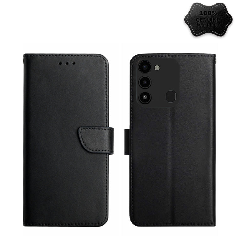 For Tecno Spark Go 2022 Genuine Leather Fingerprint-proof Horizontal Flip Phone Case(Black) - Tecno Cases by PMC TechLife | Online Shopping South Africa | PMC TechLife | Buy Now Pay Later Mobicred