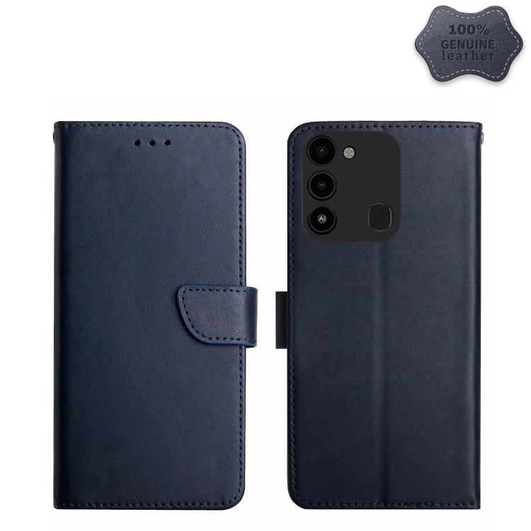 For Tecno Spark Go 2022 Genuine Leather Fingerprint-proof Horizontal Flip Phone Case(Blue) - free shipping - PMC TechLife - Order now!