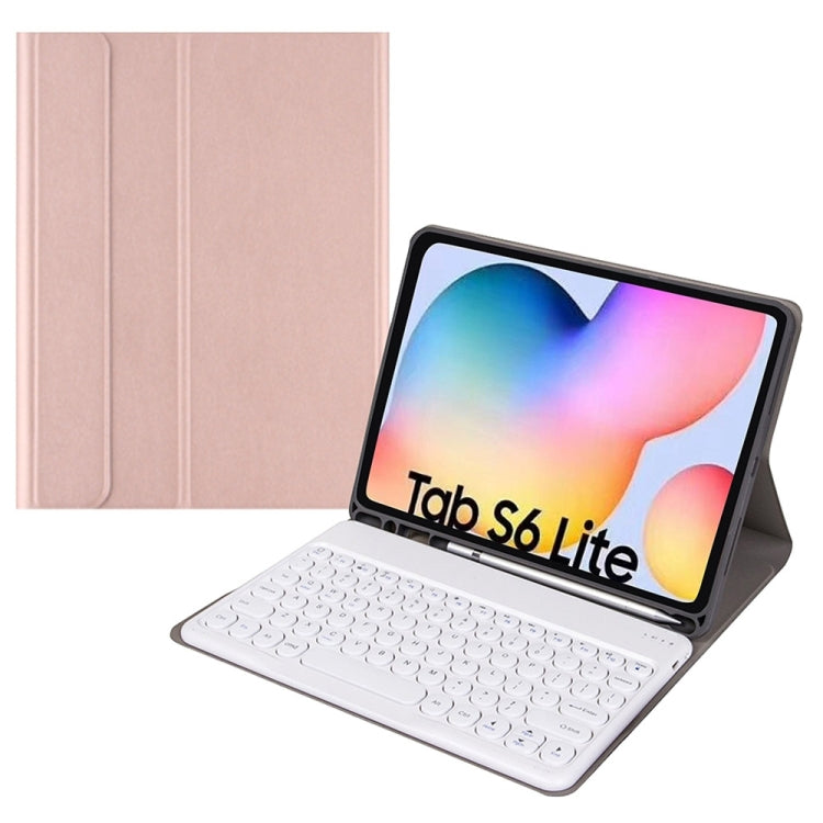 Round Cap Bluetooth Keyboard Leather Case with Pen Slot, without Touchpad For Samsung Galaxy Tab S7(Rose Gold+White Keyboard) - Samsung Keyboard by PMC TechLife | Online Shopping South Africa | PMC TechLife