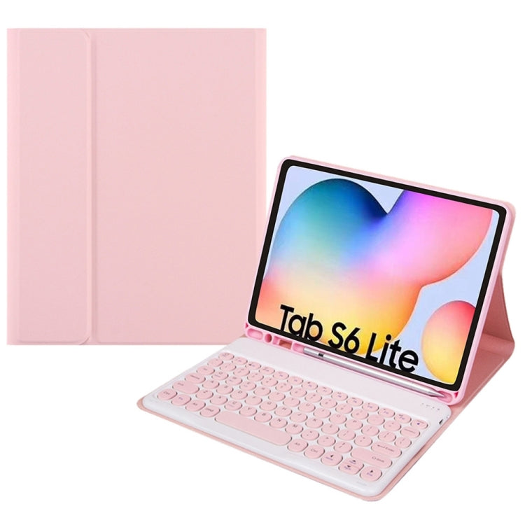 Round Cap Bluetooth Keyboard Leather Case with Pen Slot, without Touchpad For Samsung Galaxy Tab S7(Pink+Pink Keyboard) - Samsung Keyboard by PMC TechLife | Online Shopping South Africa | PMC TechLife