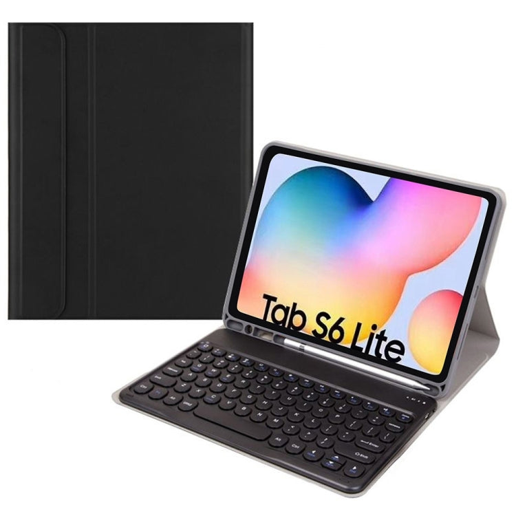 Round Cap Bluetooth Keyboard Leather Case with Pen Slot, without Touchpad For Samsung Galaxy Tab S7(Black+Black Keyboard) - Samsung Keyboard by PMC TechLife | Online Shopping South Africa | PMC TechLife