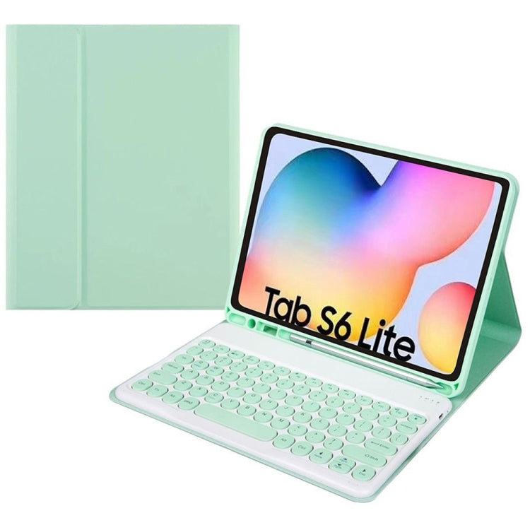 Round Cap Bluetooth Keyboard Leather Case with Pen Slot, without Touchpad For Samsung Galaxy Tab S7(Green+Green Keyboard) - Samsung Keyboard by PMC TechLife | Online Shopping South Africa | PMC TechLife