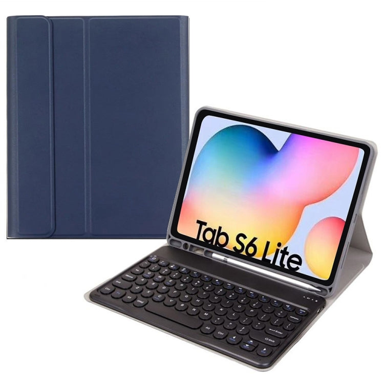 Round Cap Bluetooth Keyboard Leather Case with Pen Slot, without Touchpad For Samsung Galaxy Tab S7(Dark Blue+Black Keyboard) - Samsung Keyboard by PMC TechLife | Online Shopping South Africa | PMC TechLife