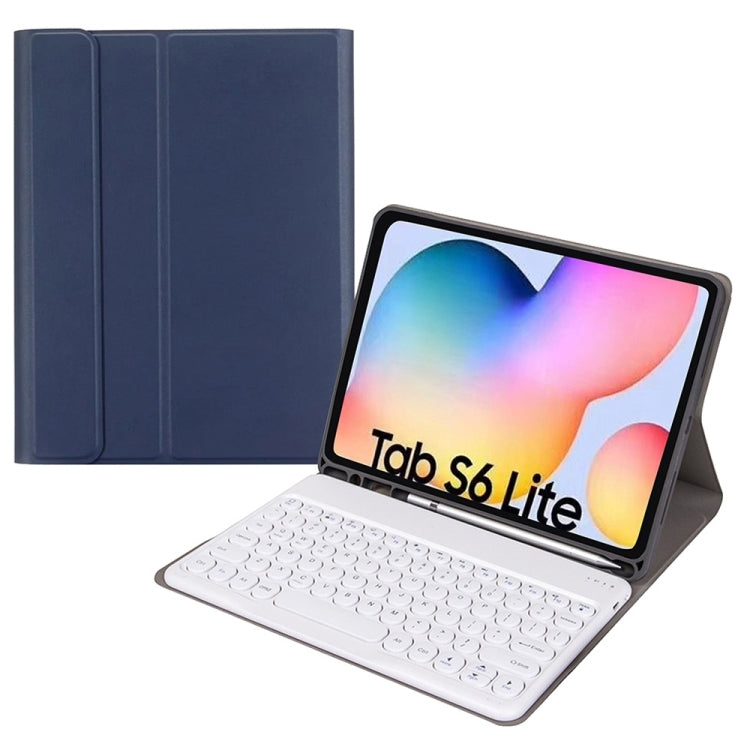 Round Cap Bluetooth Keyboard Leather Case with Pen Slot, without Touchpad For Samsung Galaxy Tab A7 10.4 2020(Dark Blue+White Keyboard) - Samsung Keyboard by PMC TechLife | Online Shopping South Africa | PMC TechLife