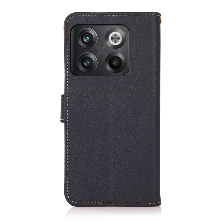For OnePlus 10T/Ace Pro KHAZNEH Custer Texture RFID Genuine Leather Phone Case(Blue) - OnePlus Cases by PMC TechLife | Online Shopping South Africa | PMC TechLife | Buy Now Pay Later Mobicred