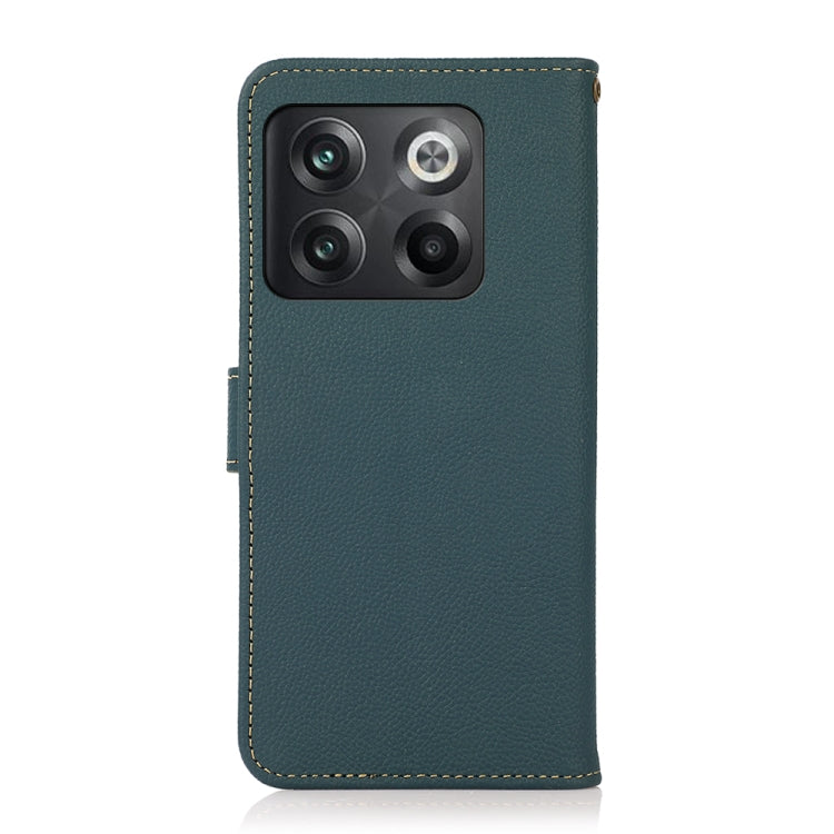 For OnePlus 10T/Ace Pro KHAZNEH Custer Texture RFID Genuine Leather Phone Case(Green) - OnePlus Cases by PMC TechLife | Online Shopping South Africa | PMC TechLife | Buy Now Pay Later Mobicred