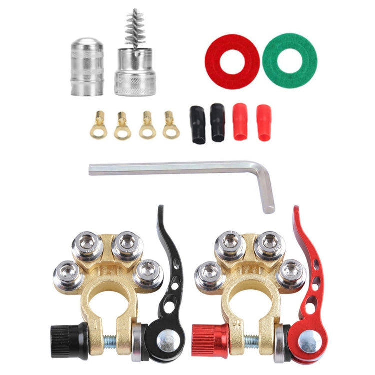 1 Pair Car Battery Terminals Quick Disconnect Cables Connectors, with L Wrench + Terminal + Insulation Pad + Brush - Booster Cable & Clip by PMC Jewellery | Online Shopping South Africa | PMC Jewellery | Buy Now Pay Later Mobicred